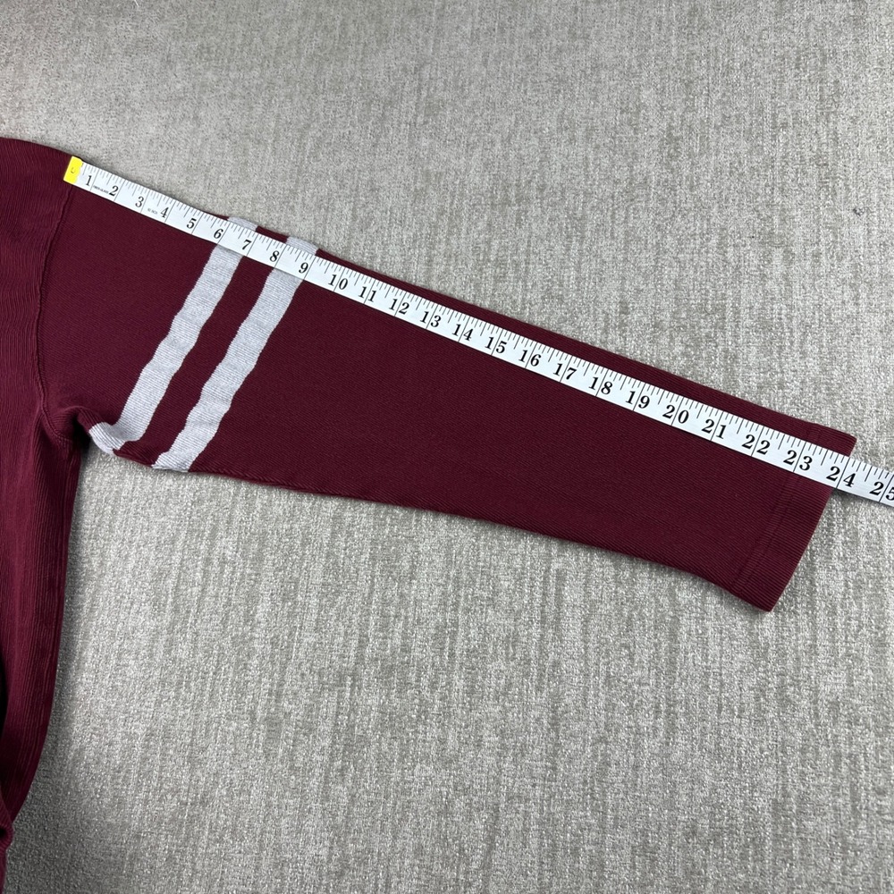 Chaps Ralph Lauren Pullover Mens Large Burgundy V-Neck Ribbed Striped Sleeve Y2K - Picture 5 of 6